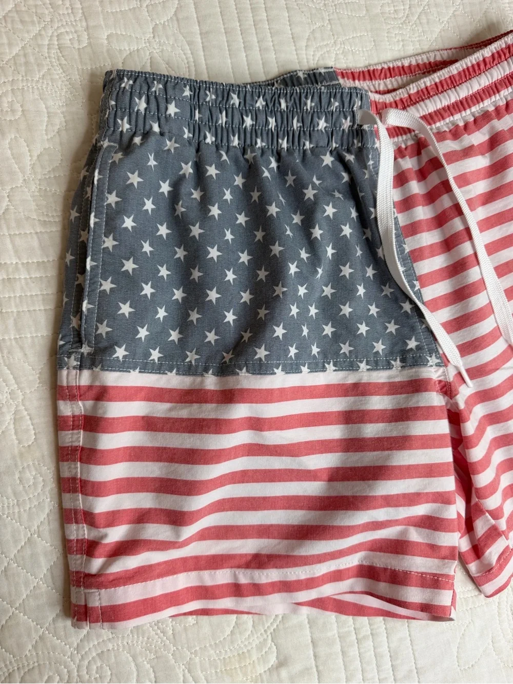 Chubbies Swim Trunks Men Small 5.5 Inch Blue Red Flag 4th July Brief Mesh Liner